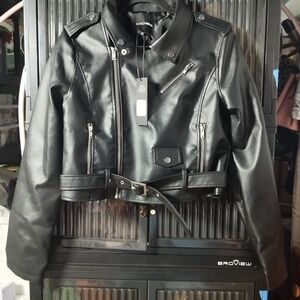 Fashion Nova Sleek Black Leather Biker Jacket